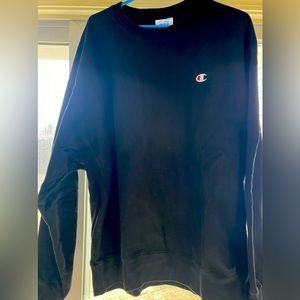 Champion Woman’s Reverse Weave Oversized Crewneck Sweatshirt, Black,Size XXL EUC